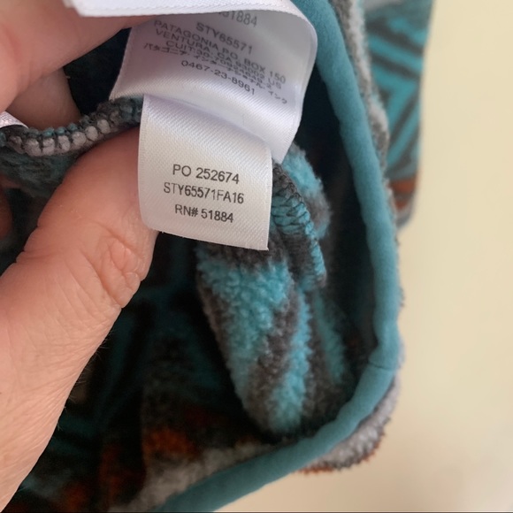 Patagonia Lightweight Synchilla Snap-T Pullover Youth XL (14) Blue Aztec Tribal - Picture 4 of 6